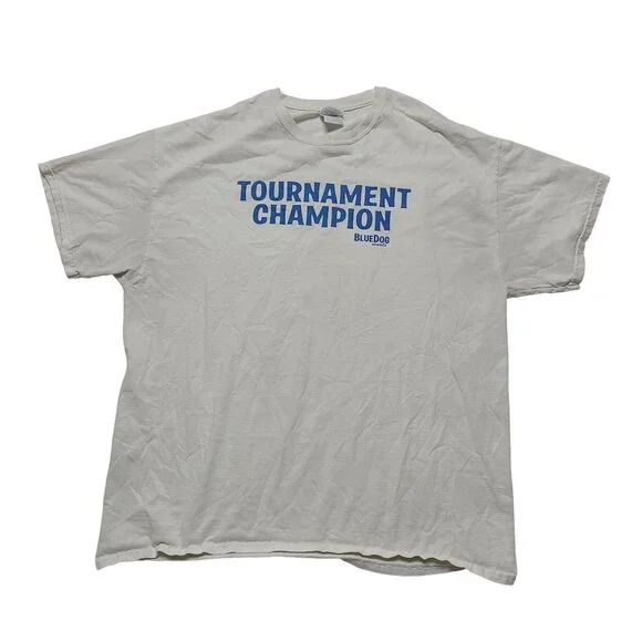 Tournament Champion BlueDog Events CA T-Shirt White XL Poker Distressed - Picture 1 of 9